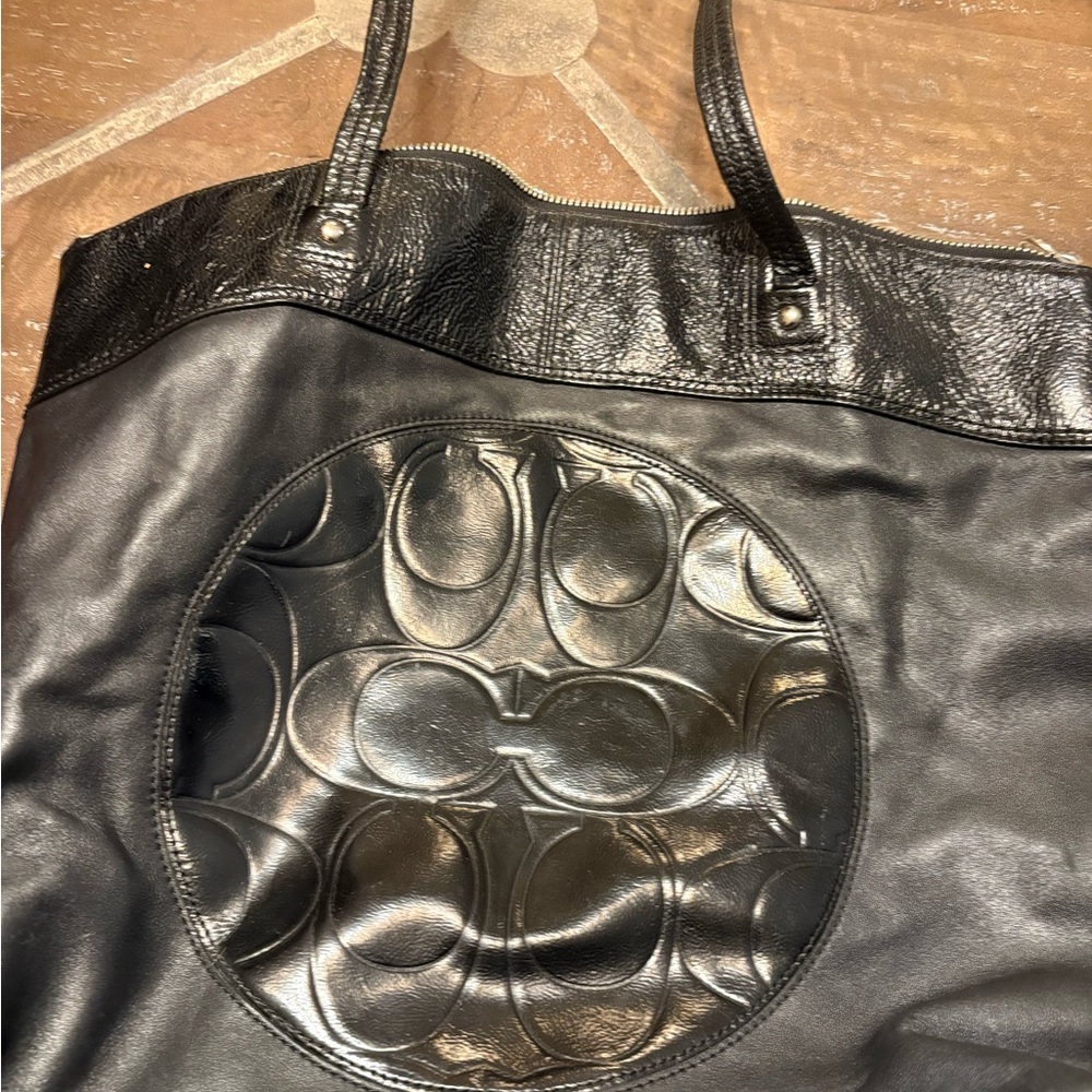 Coach Black Leather Tote Bag